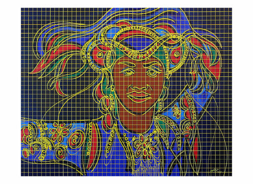 carnival woman checkred di Dek, Digitale in vendita su Singulart