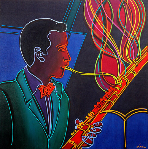 the musician in the red tie di Dek, Pittura in vendita su Singulart