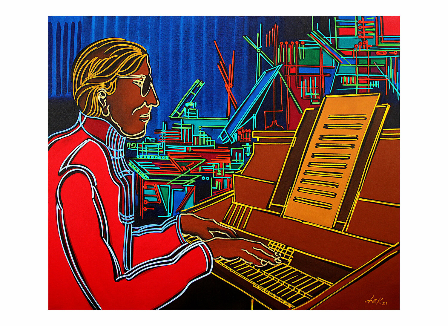 the pianist in the red blouse Dek