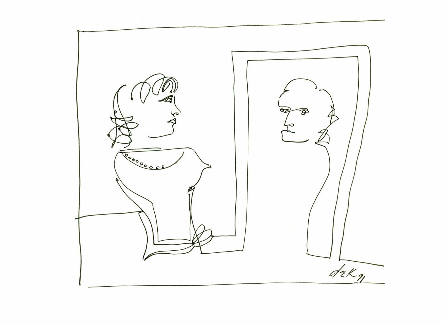 girl in front of the mirror Dek