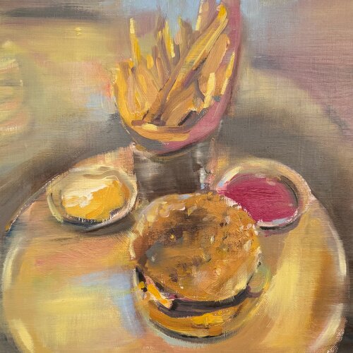Salt and Shadow (Burger, Fries, Condiments) by Gregg Chadwick, Painting for Sale on Singulart