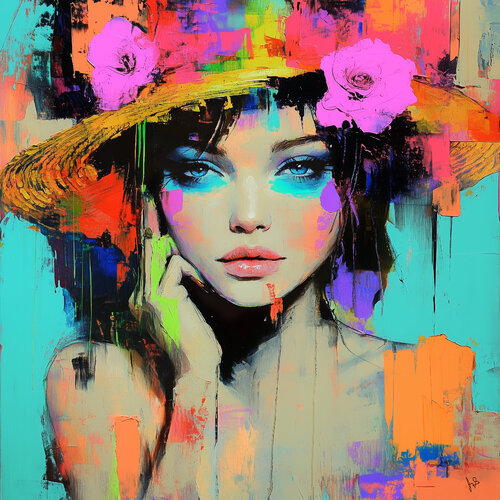 Flowerhat 1 de Angelo Makula, Pintura a la venta en Singulart