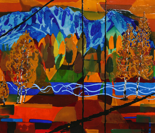 Water  and Mountain van Angelo Makula, Schilderij te koop op Singulart