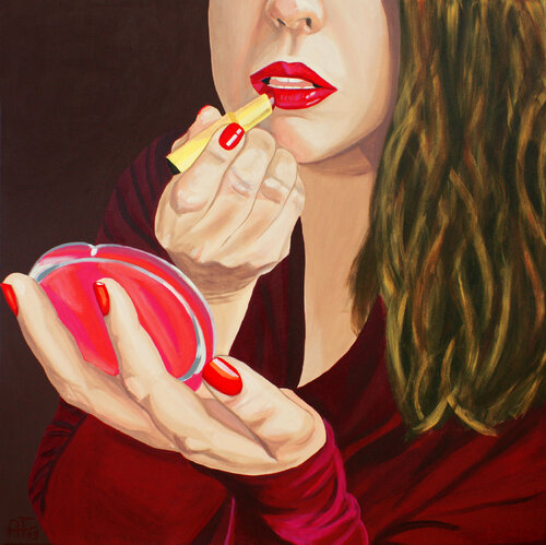 Weronika is painting her lips di Anna Franczuk, Pittura in vendita su Singulart