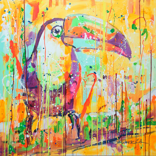 Happy Toucan par Marta Zawadzka, Peinture en vente sur Singulart