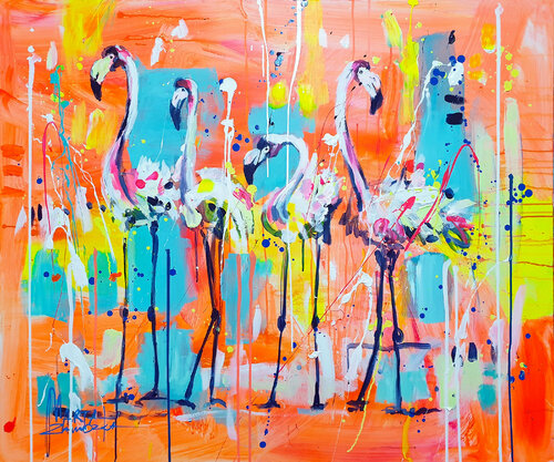 Flamingo mood par Marta Zawadzka, Peinture en vente sur Singulart