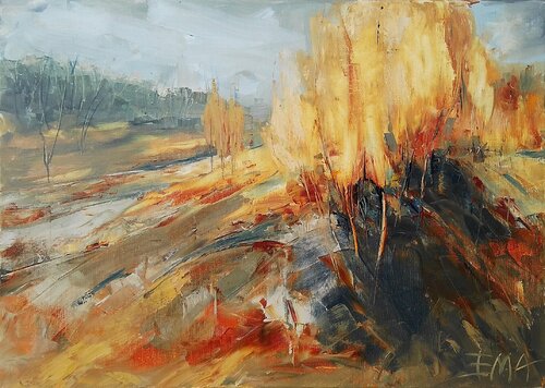 POPLARS DANCING van Emilia Milcheva, Schilderij te koop op Singulart
