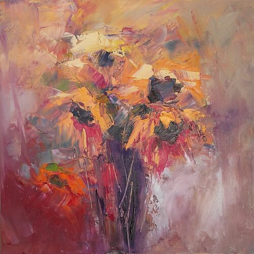 SUNFLOWERS DREAM, sunflowers still life pastel colors by Emilia Milcheva, Painting for Sale on Singulart