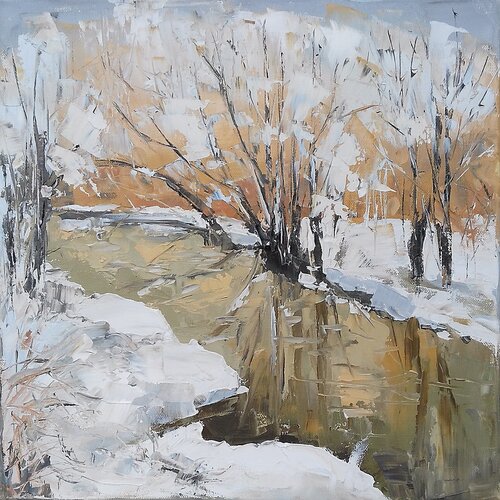 GOLDEN HUES WINTER van Emilia Milcheva, Schilderij te koop op Singulart
