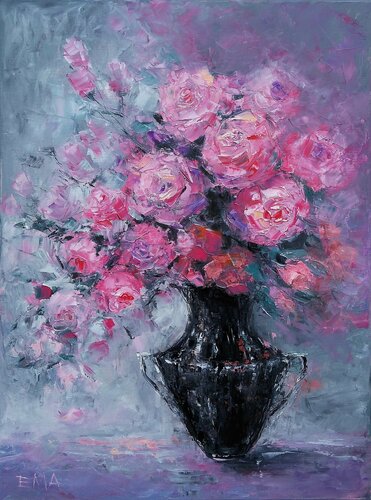 TRY NOT TO LOVE A PINK ROSE van Emilia Milcheva, Schilderij te koop op Singulart