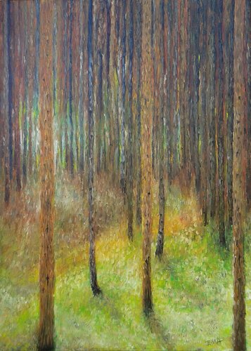 HOMAGE TO KLIMT, Pine forest II di Emilia Milcheva, Pittura in vendita su Singulart