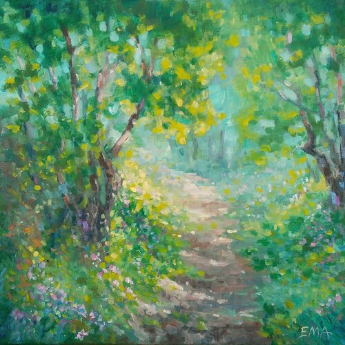 QUIET SPRING IN WOODS van Emilia Milcheva, Schilderij te koop op Singulart