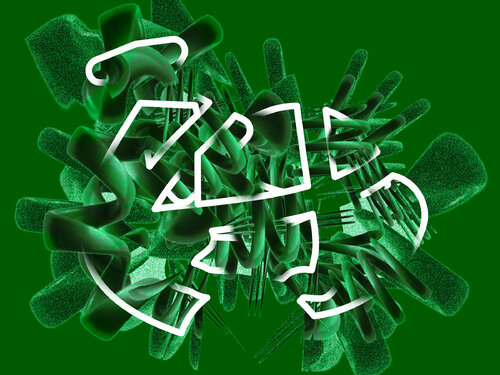 "Masked Presence / Electric Sheep (green)" medium version Harald Gsaller