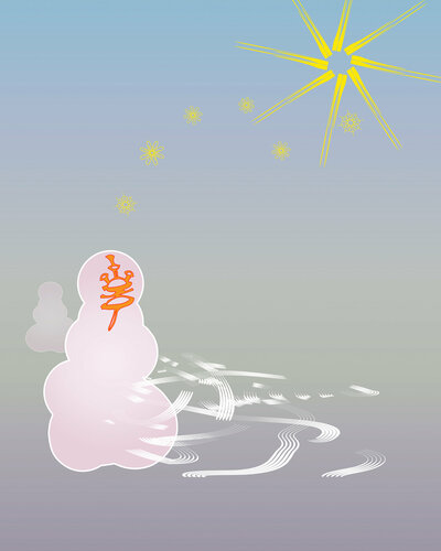 "Snowman meditating / Big Dipper" medium version by Harald Gsaller, Digital for Sale on Singulart