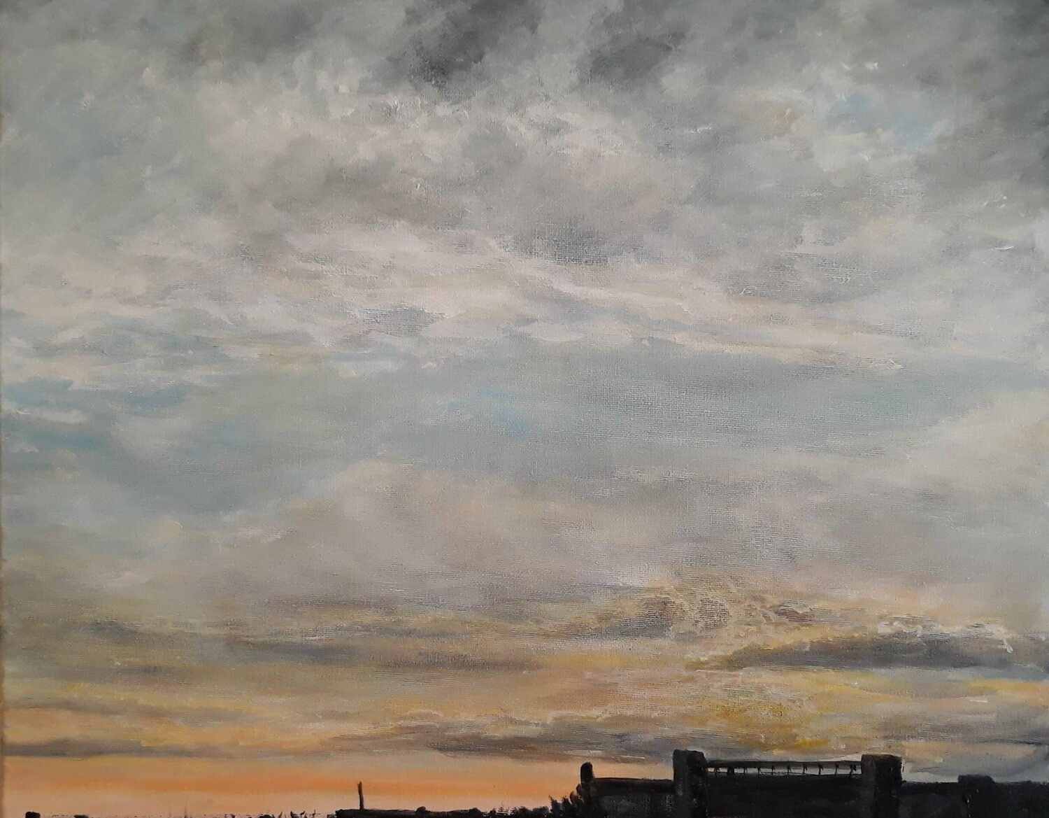 Sunset over Leiden Geoff Winckle Originalgemälde zu verkaufen