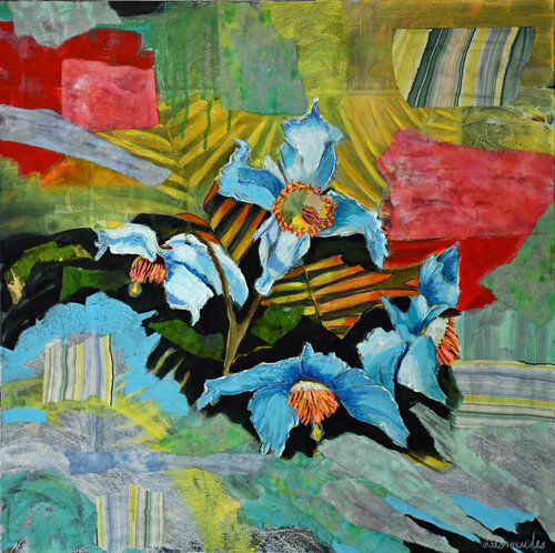 Les pavots bleus par Dominique Desmeules, Peinture en vente sur Singulart