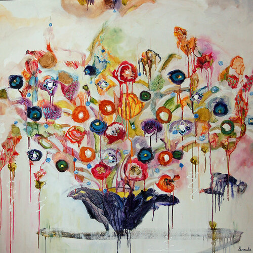Paradise flowers de Dominique Desmeules, Pintura a la venta en Singulart