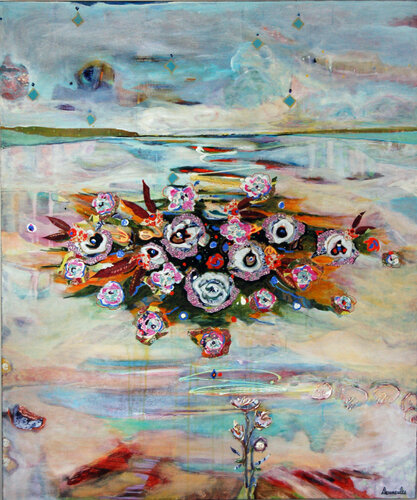 Le lotus bleu van Dominique Desmeules, Schilderij te koop op Singulart