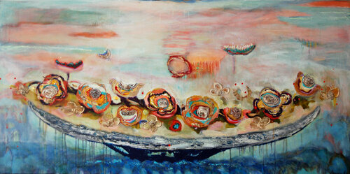 Sunny moon par Dominique Desmeules, Peinture en vente sur Singulart