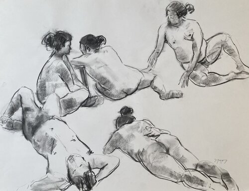à la plage van Géraldine Morales, Tekening te koop op Singulart