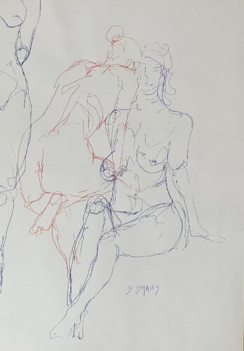 En rouge et bleu di Géraldine Morales, Disegno in vendita su Singulart