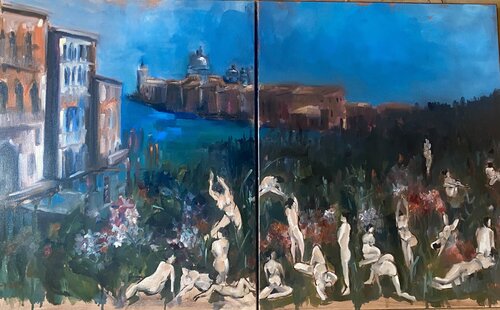 Diptyque les nymphes de Venise von Géraldine Morales, Malerei kaufen auf Singulart
