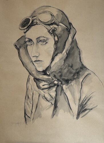 Amy Johnson, pilote by Géraldine Morales, Work on Paper for Sale on Singulart