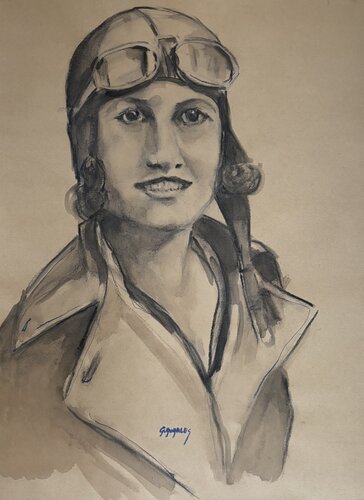 Léna Berstein, pilote by Géraldine Morales, 종이 for Sale on Singulart