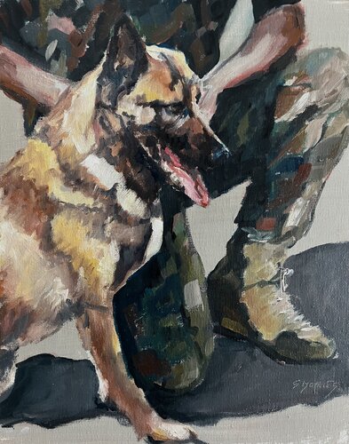 Equipier Maître chien de Géraldine Morales, Pintura a la venta en Singulart