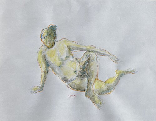 Pose yellow by Géraldine Morales, Drawing for Sale on Singulart
