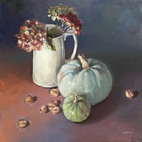 les Potirons du voisin by Géraldine Morales, Painting for Sale on Singulart