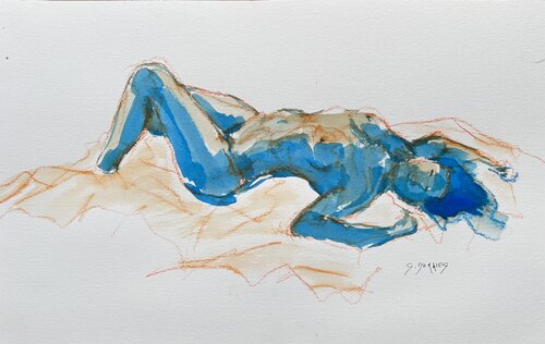 Orange bleue van Géraldine Morales, Tekening te koop op Singulart