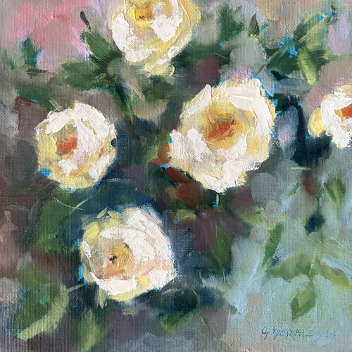 le rosier jaune 2 by Géraldine Morales, 絵画 for Sale on Singulart