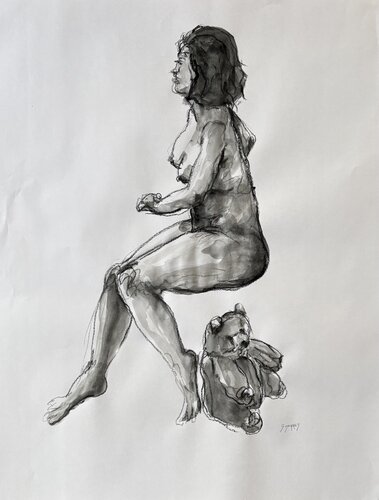 Coline et son nounours par Géraldine Morales, Dessin en vente sur Singulart