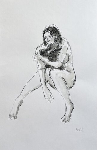 Coline et son nounours 2 par Géraldine Morales, Dessin en vente sur Singulart