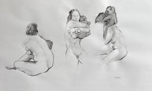 Composition Coline et son nounours par Géraldine Morales, Dessin en vente sur Singulart