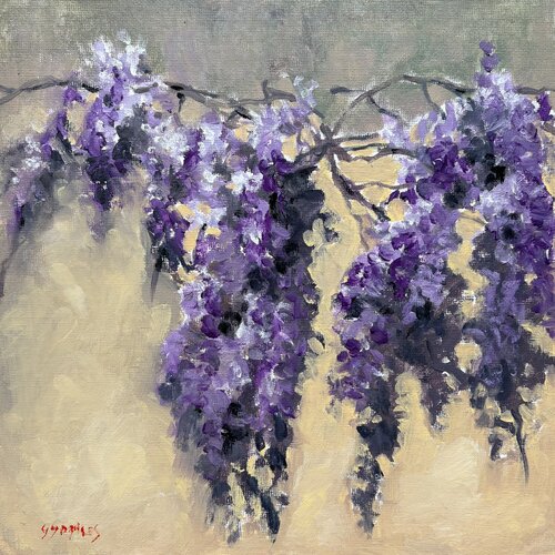glycines violettes de mam maison von Géraldine Morales, Malerei kaufen auf Singulart