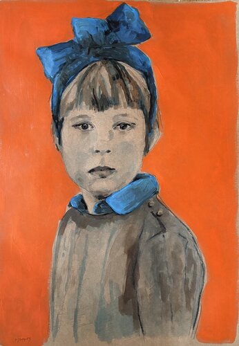 jeune fille au noeud bleu by Géraldine Morales, Work on Paper for Sale on Singulart