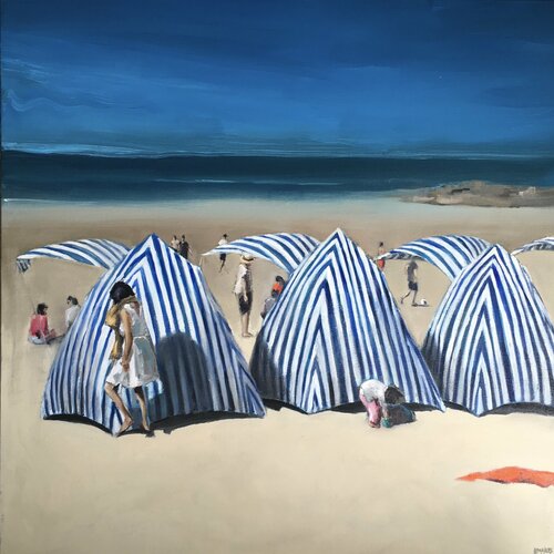 Les tentes de Dinard by Géraldine Morales, Painting for Sale on Singulart