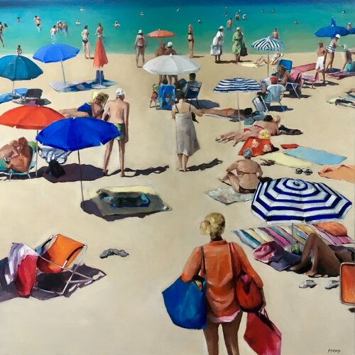 Où je vais poser ma serviette by Géraldine Morales, Painting for Sale on Singulart