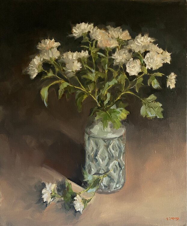 bouquet de chrysanthèmes blancs Géraldine Morales