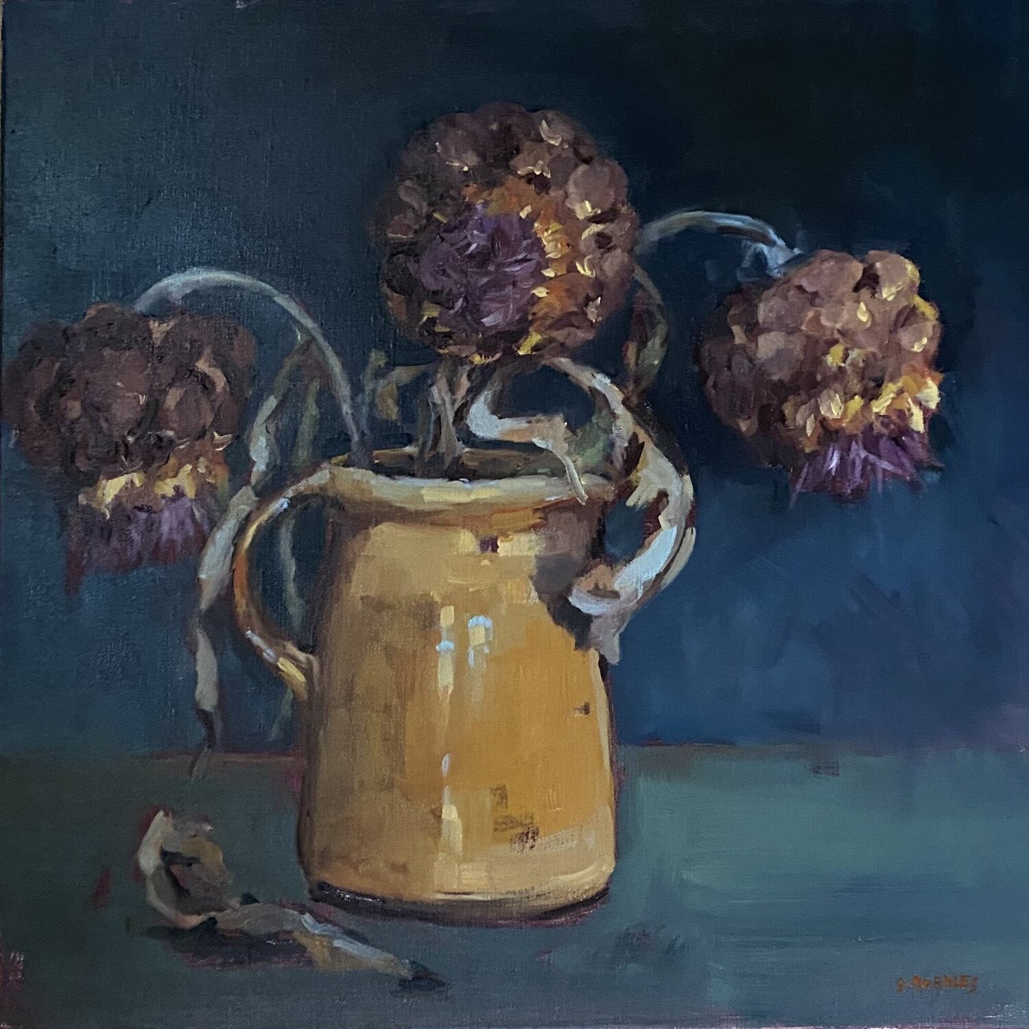 Bouquet de 3 fleurs d'artichaut Géraldine Morales Originalgemälde zu verkaufen