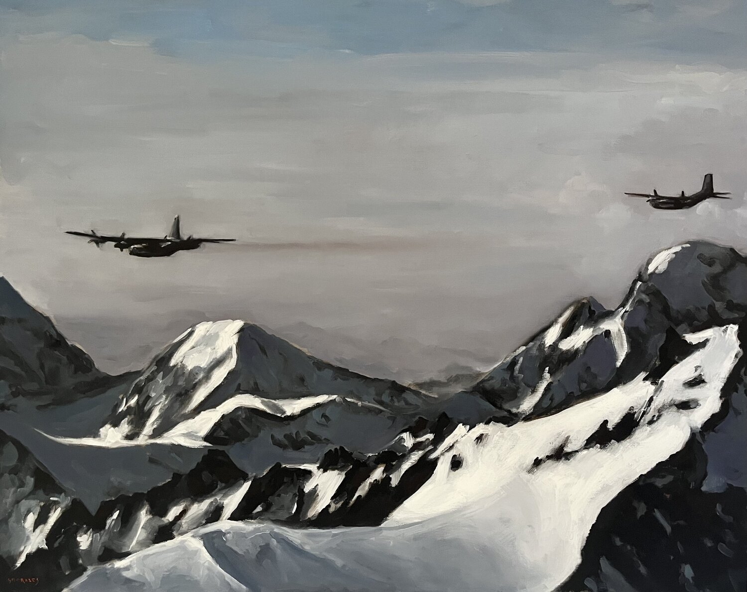 C130 Hercule, C160 Transat, avions Géraldine Morales Originalgemälde zu verkaufen