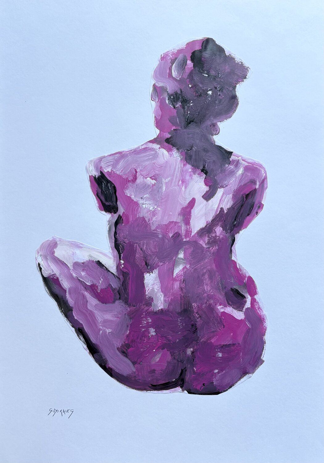 Pink girl Géraldine Morales Werk auf Papier zu verkaufen