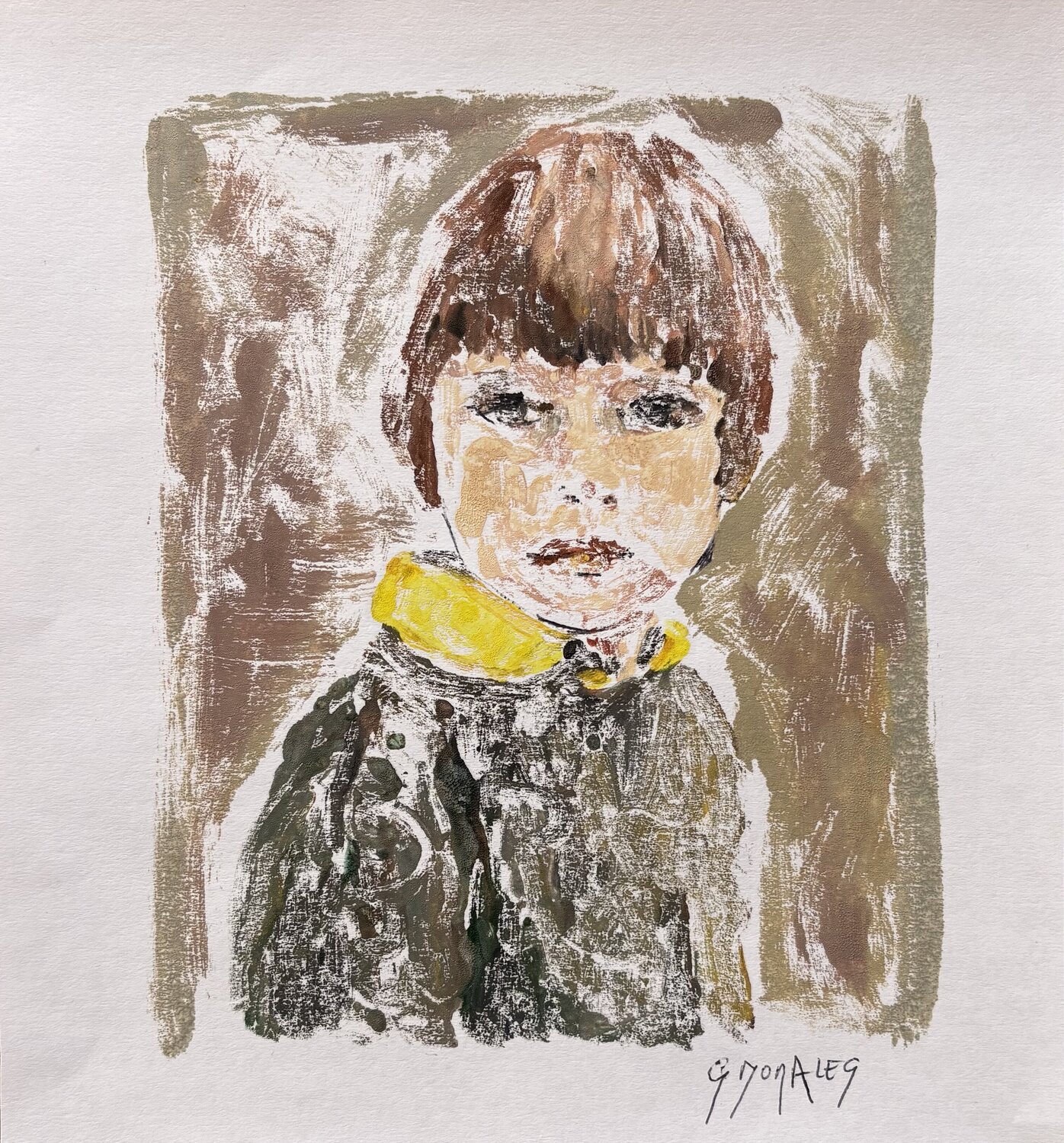 monotype au col jaune Géraldine Morales