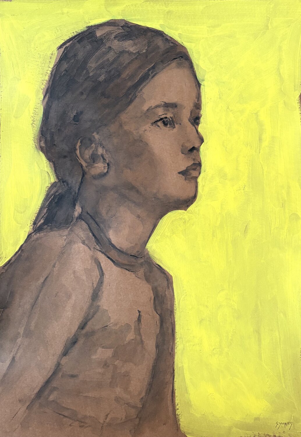 jaune portrait Géraldine Morales Work on Paper for sale