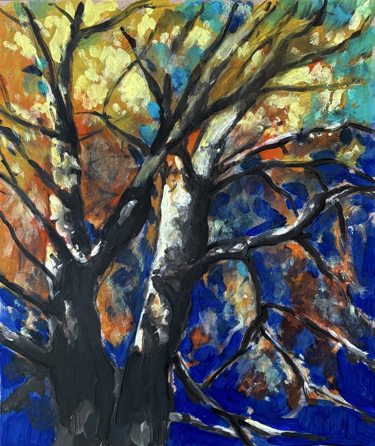 abres dorés Géraldine Morales Peinture originale à vendre