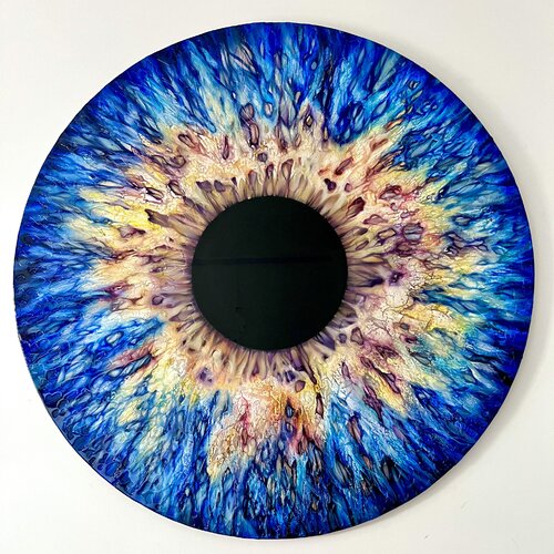 Iris - Yellow and Blue van Marjan Fahimi, Schilderij te koop op Singulart
