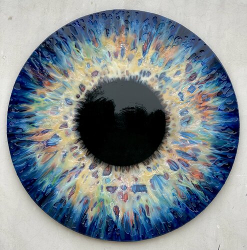 Blue iris van Marjan Fahimi, Schilderij te koop op Singulart