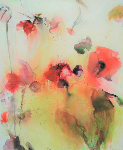 Mohnblumenwiese / Poppy Meadow van Alexandra Hiltl, Schilderij te koop op Singulart